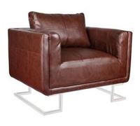 vidaXL Fauteuil cube avec pieds chromés Marron Similicuir