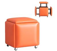 Fauteuil cube empilable 5 en 1 avec roulettes pivotantes et repose-pieds en cuir pour chambre à coucher, salle à manger et salon - Design élégant