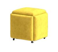 Fauteuil cube multifonction 5 en 1 avec roulettes pivotantes et siège rembourré en tissu technique jaune empilable pour salon