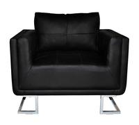 Fauteuil cube - pieds chromés Noir Similicuir - L85.5 x P63 x H74 cm,Rectangulaire,1place 7146460