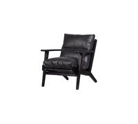 Fauteuil cuir et bois d'acacia Noir HOUSTON