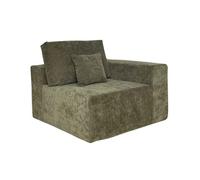 Fauteuil d'angle pour canapé modulable en tissu avec coussins vert Hector, Oviala