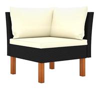 Fauteuil d'angle - VIDAXL - Eucalyptus massif - Polyrotin - Noir - 2 personnes