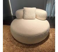 Fauteuil d'appoint, canapé une place, fauteuils ronds avec coussin, paresseux Teddy style nordique créatif et simple, de sol idéal for chambre d'enfant, à coucher, coin lecture, bureau(B,120x72cm)