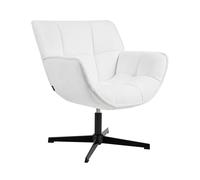 Fauteuil d'Appoint en Polyester Rembourré Siège Courbé Pivotant Blanc Auma