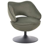 Fauteuil d'Appoint en Velours Base Pivotante Ergonomique Dossier Bas Vert Foncé