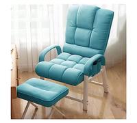 Fauteuil d'appoint moderne du milieu du siècle avec repose-pieds en tissu pour petits espaces, salon, bureau, fauteuil club élégant et ottoman bleu