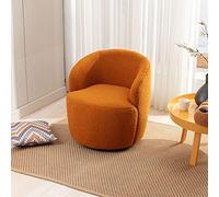 Fauteuil d'appoint pivotant en Tissu Peluche Doux avec Assise en Forme de tonneau et Anneau en métal thermolaqué Noir, Orange