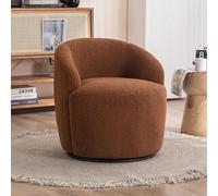Fauteuil d'appoint pivotant, fauteuil tonneau avec base en métal rotative à 360°, canapé en laine d'agneau pour la lecture et le café