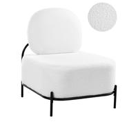 Fauteuil d'Appoint Retro Bouclé Rembourré Structure en Métal Siège Supplémentair