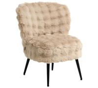 Fauteuil d'Appoint Salon Moderne sans Accoudoirs Fausse Fourrure Beige Voss