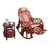 Fauteuil de Balcon avec Dossier en rotin, Assise en rotin tressé à la Main, idéal pour Les balcons de Jardin, avec Table Basse.(Red,160 * 100 * 68cm)