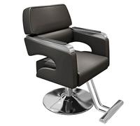 Fauteuil De Barbier De Luxe Moderne Doté D'un Réglage En Hauteur De 10 Cm, D'un Repose-Pieds En Acier Inoxydable Et D'une Capacité De Pivotement À 360°, Adapté Aux Salons De Beauté,Noir