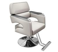Fauteuil De Barbier De Luxe Moderne Doté D'un Réglage En Hauteur De 10 Cm, D'un Repose-Pieds En Acier Inoxydable Et D'une Capacité De Pivotement À 360°, Adapté Aux Salons De Beauté,Blanc