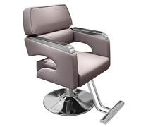 Fauteuil De Barbier De Luxe Moderne Doté D'un Réglage En Hauteur De 10 Cm, D'un Repose-Pieds En Acier Inoxydable Et D'une Capacité De Pivotement À 360°, Adapté Aux Salons De Beauté,Gris