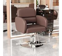 Fauteuil de barbier pivotant à 360 degrés, repose-pieds hydraulique, hauteur réglable, pour salons professionnels et salons de coiffure.(Brown,A)