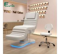 Fauteuil de beauté électrique professionnel de luxe à 3 moteurs, silencieux, réglable, table de massage facial, lit pour extensions de cils avec télécommande 180 ° Fauteuil inclinable plat pour Blanc