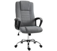 Fauteuil de bureau à roulettes chaise manager ergonomique pivotante hauteur réglable lin gris foncé