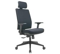 Fauteuil de Bureau avec Accoudoirs, Appui-tête et Dossier matelassé, Tissu Dacron Noir
