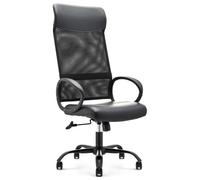Fauteuil de bureau basculant waytex - Dossier aéré - Simili cuir - Accoudoirs - Pied Métal Noir