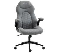 Fauteuil de bureau chaise de bureau ergonomique hauteur réglable pivotant 360° accoudoirs relevables tissu gris clair