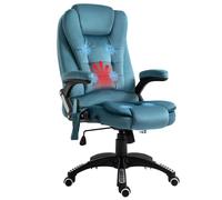 Vinsetto Fauteuil de bureau massant chauffant ergonomique inclinable pivotant 360° télécommande bleu