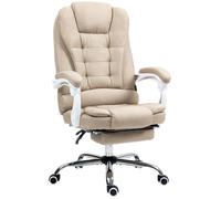 Fauteuil de bureau - chaise de bureau - Vinsetto - repose-pied dossier inclinable accoudoirs rembourrés - tissu aspect lin - beige