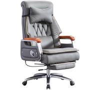 Fauteuil de Bureau Chaise De Direction Inclinable À Grand Angle, Fauteuil De Direction Confortable en Peau De Vache, Chaise De Bureau Pivotante Ergonomique, Charge Portante 200kg/440lbs (Color : Grey
