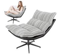 Fauteuil de Bureau Confortable et Chaise Ergonomique, Style songmic Chaise de Bureau, idéal comme Fauteuil Bureaus Ergonomique ou Fauteuil ergonomiques Bureaus pour Travailler Gris Blanc Bande