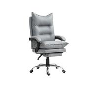 Vinsetto Fauteuil de Bureau, Chaise Bureau Ergonomique en Similicuir avec Large Assise rembourrée, Dossier inclinable, Hauteur réglable, accoudoirs et Repose-Pied intégrés, Charge 135 Kg, Gris Clair