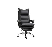 Vinsetto Fauteuil de Bureau, Chaise Bureau Ergonomique en Similicuir avec Large Assise rembourrée, Dossier inclinable, Hauteur réglable, accoudoirs et Repose-Pied intégrés, Charge 135 Kg, Noir
