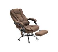 Fauteuil de bureau direction massant chauffant hauteur réglable dossier inclinable tissu aspect lin marron