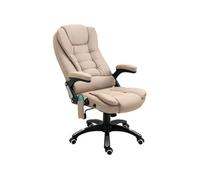 Fauteuil de bureau direction massant chauffant hauteur réglable dossier inclinable toile de lin beige