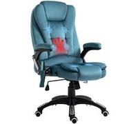 Vinsetto Fauteuil de bureau massant chauffant ergonomique inclinable pivotant 360° télécommande bleu