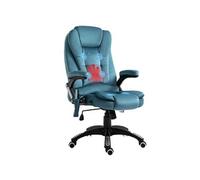 Vinsetto Fauteuil de bureau massant chauffant ergonomique inclinable pivotant 360° télécommande bleu