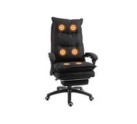 HomCom Fauteuil de bureau massant pivotant, dossier inclinable, hauteur réglable, repose-pied, noir