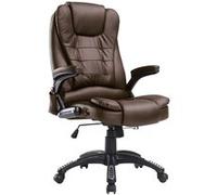 HOMCOM – Fauteuil de bureau ergonomique massant et chauffant électrique pivotant synthétique brun