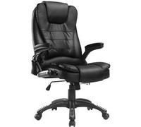 HomCom Fauteuil de bureau ergonomique – massant et chauffant électrique, synthétique – Noir