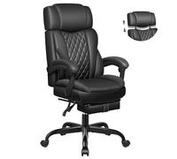 Fauteuil de bureau en cuir avec repose-pieds, ergonomique, soutien lombaire, inclinable avec angle réglable
