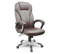 Eago Fauteuil de bureau CE 222 pivotant – Cuir synthétique marron, dossier haut ergonomique
