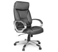 Fauteuil de bureau en cuir - JANSPORT - Pivotant - Noir - Ergonomique - Accoudoirs rembourrés - Mécanisme TILT