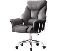 Fauteuil de bureau ergonomique à dossier haut en cuir pivotant avec hauteur réglable et grandes roues pour une mobilité facile, parfait pour une utilisation professionnelle