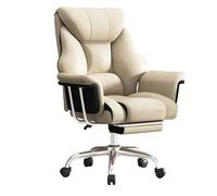 Fauteuil de bureau ergonomique à dossier haut en cuir pivotant avec hauteur réglable et grandes roues pour une mobilité facile, parfait pour une utilisation professionnelle