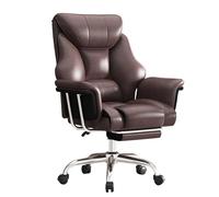 Fauteuil de bureau ergonomique à dossier haut en cuir pivotant avec hauteur réglable et grandes roues pour une mobilité facile, parfait pour une utilisation professionnelle