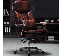 Fauteuil de bureau ergonomique à dossier haut - Pivotant à 360° - Hauteur réglable en cuir PU inclinable avec repose-pieds rétractable et double rembourrage - Chaise de jeu et de bureau parfaite en