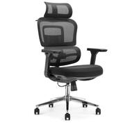 Fauteuil de bureau ergonomique avec Appui-tête et Dossier réglables - Accoudoirs 4D - Soutien lombaire - basculant synchrone - Noir