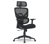 Fauteuil de Bureau Ergonomique avec Appui-tête réglable 3D - Soutien Lombaire Dynamique - accoudoirs 3D - basculant synchrone - Tissu Respirant - Usage intensif pour + de 7h - Noir