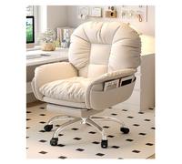 Fauteuil de Bureau Ergonomique et Confortable, pivotant, avec Dossier inclinable, pour Jeux et Travail, pédale, Couleur Beige, idéal pour la Maison et Le Bureau.