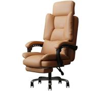 Fauteuil De Bureau Ergonomique Inclinable avec Repose-Pieds, Pivotant À 360°, Réglable, avec Accoudoirs Articulés(Brown Chair)