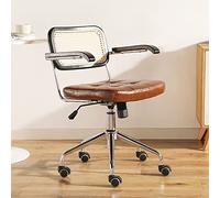 Fauteuil de Bureau Ergonomique pivotant en rotin, Dossier Moyen, avec roulettes silencieuses en polyuréthane, pour la Maison et Le Salon, 56 x 56 x 54 cm ()